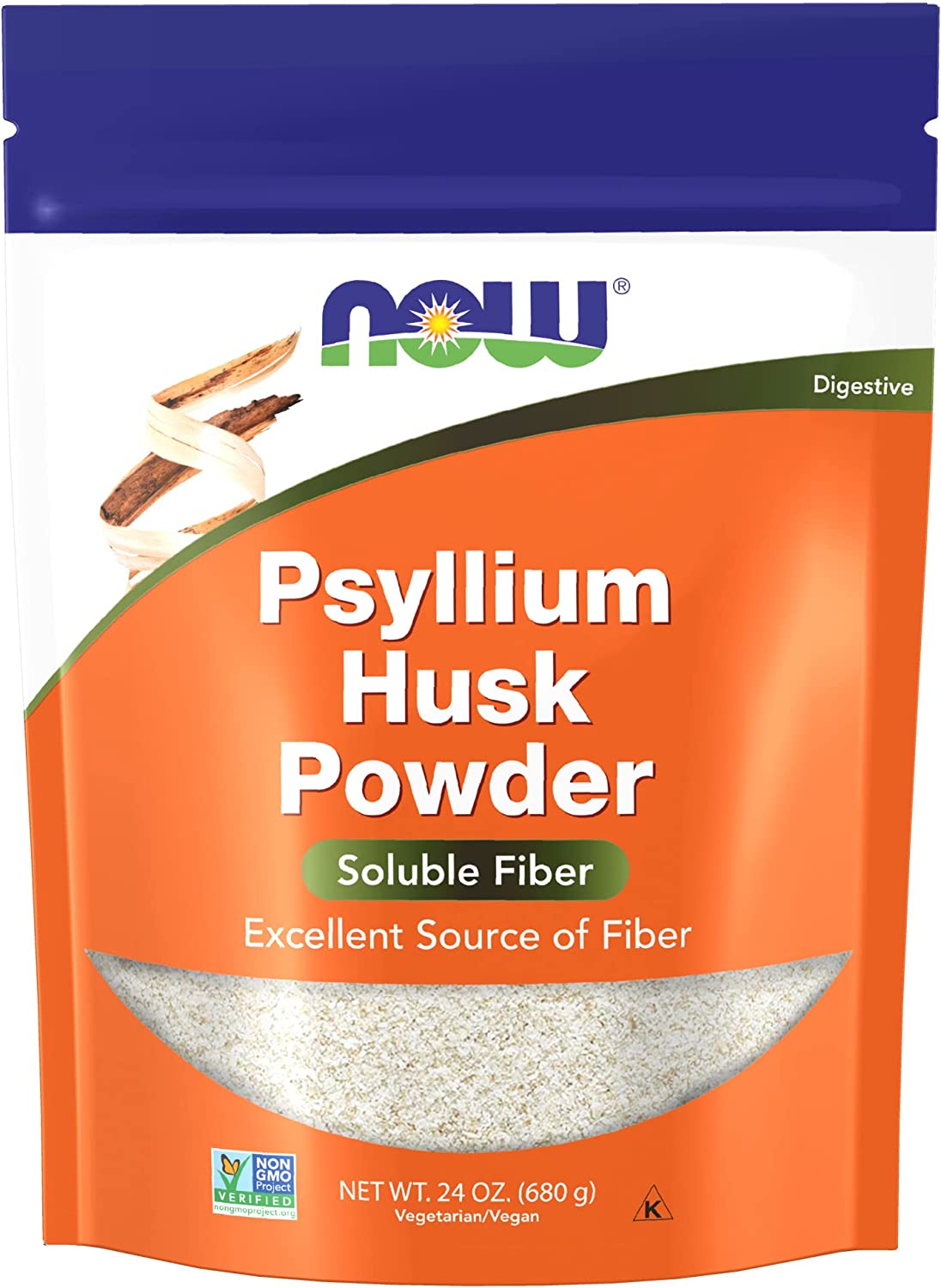 NOW Supplements, Psyllium Husk Powder, Non-GMO Project Verified, Soluble Fiber, 24-Ounce