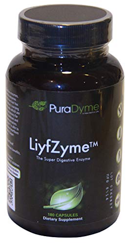 LiyfZyme Plant Based Digestive Enzyme Supplement - 180 Veggie Caps. PuraDyme By Lou Cornoa.