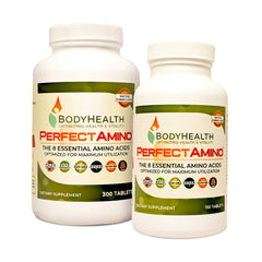 BodyHealth PerfectAmino Tablets (150 Tabs) All 8 Essential Amino Acids with BCAAs + Lysine, Phenylalanine, Threonine, Methionine, Tryptophan, Supplement for Muscle Mass Production, Recovery & Strength