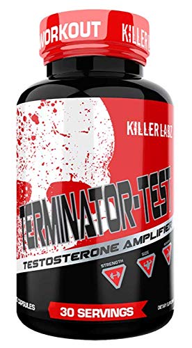 Killer Labz Terminator-Test Testosterone Booster for Men, Natural Stamina and Energy, Estrogen Blocker, Increases Sex Drive, 90 Capsules