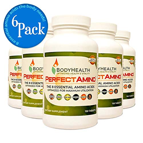 BodyHealth PerfectAmino (6 Pack) All 8 Essential Amino Acids Supplements with BCAAs, Increase Muscle Recovery, Boost Energy & Stamina, 99% Utilization, Vegan Branched Chain Protein Pre/Post Workout