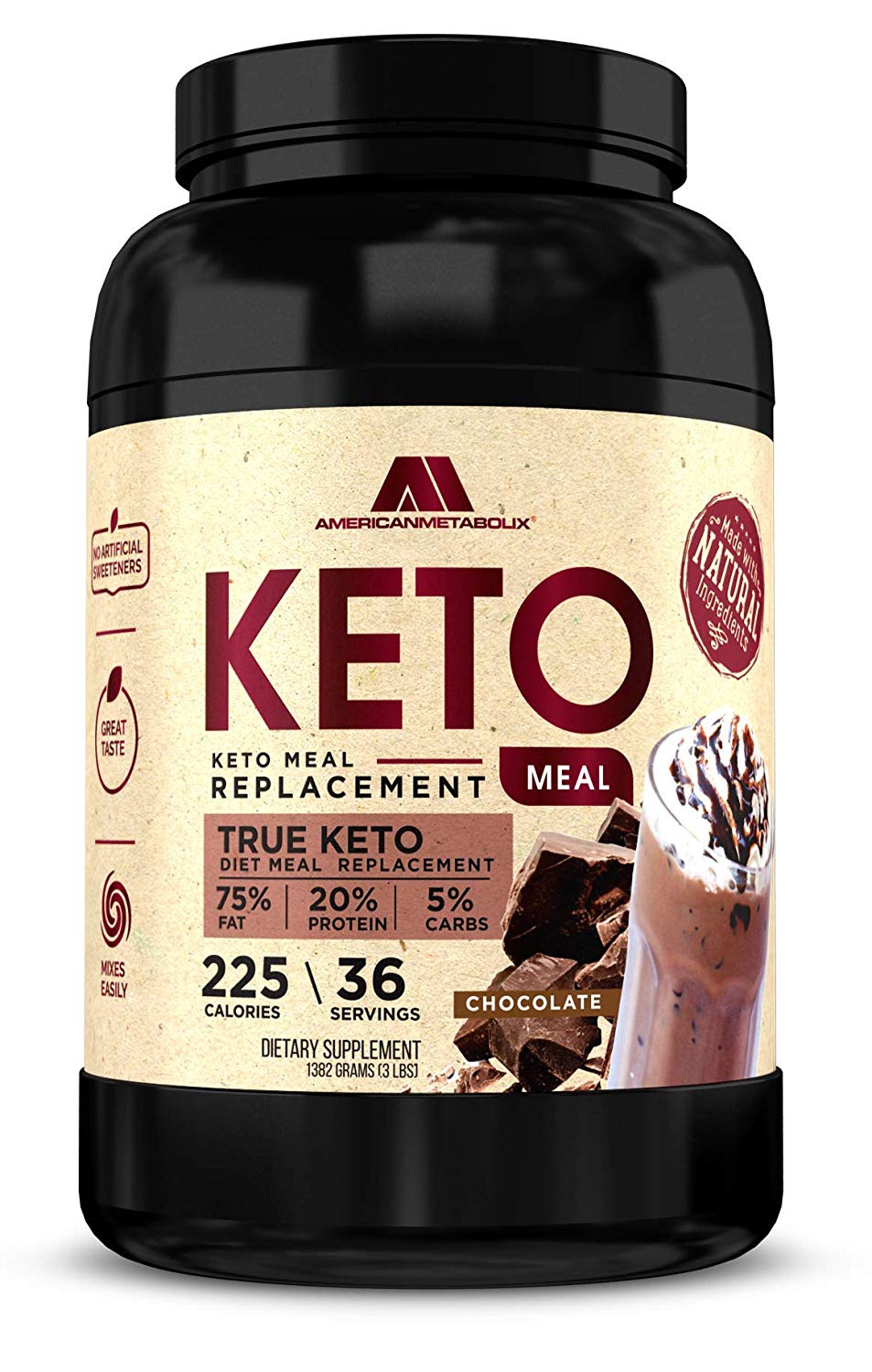 American Metabolix Keto Meal Chocolate Malt, 48 Ounce