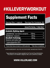 Killer Labz Laxobulk Anabolic Bulking Agent w Laxogenin, Natural Phytosteriod for Maximum Muscle Gain and Recovery, 60 Capsules
