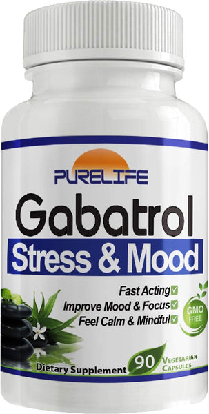 PureLife Gabatrol, Fast Acting Stress and Mood Formula, 90 Capsules. Helps Improve Mental Focus and Clarity. Promotes Relaxation. GMO Free by purelife