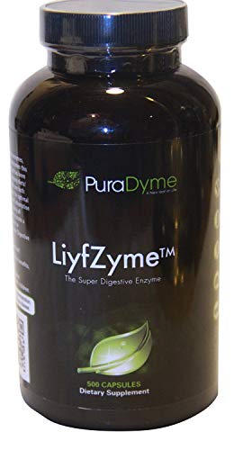 PuraDyme LiyfZyme Plant Based Digestive Enzyme Supplement - 500 Veggie Capsules. By Lou Corona