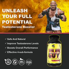 The Big Guy Bodybuilding Testosterone Booster for Men - Vegan-Friendly, Non-GMO Weightlifting Supplement - Naturally Boost Testosterone and Libido - 300 Capsules