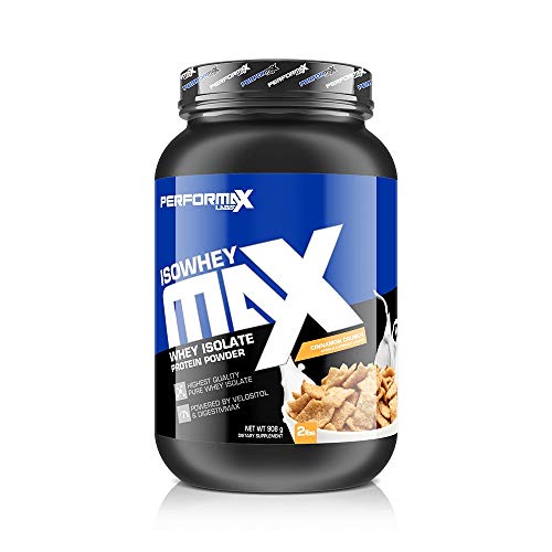 Performax Labs IsoWheyMax Cinnamon Crunch | Whey Protein Isolate Powder with Velositol & Digestive Enzyme Complex (2 Pound)