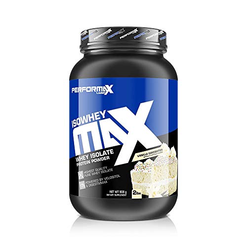 Performax Labs IsoWheyMax Vanilla Cake Batter | Whey Protein Isolate Powder with Velositol & Digestive Enzyme Complex (2 Pound)