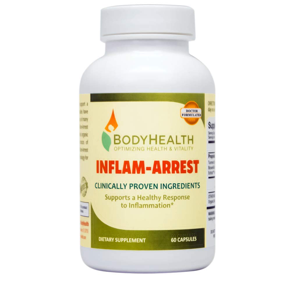 BodyHealth Inflam-Arrest 60 Capsules - Anti Inflammatory Supplement Pain Relief for Joint Support & Muscle, High Potency Extracts of Turmeric Boswellia Ginger & Curcuminoids Non-GMO Gluten Free