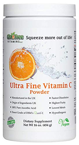GMO Free Vitamins - Ultra Fine Vitamin C Powder, Made in UK, No Chinese Ingredients, UK Ingredients - Highest Grade of Quali-C L-Ascorbic Acid for Maximum Bioavailability - Vegan
