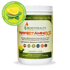 BodyHealth PerfectAmino XP Lemon Lime, Best Pre/Post Workout Recovery Drink, 8 Essential Amino Acids Energy Supplement with 50% BCAAs, 100% Organic, 99% Utilization