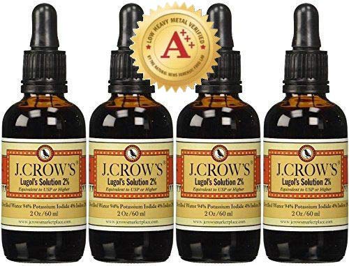 J.CROW'S® Lugol's Solution of Iodine 2% 2 oz Four Pack (4 Bottles)