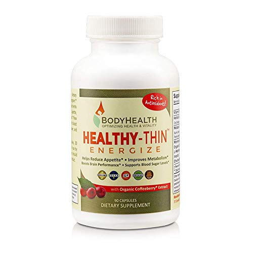 BodyHealth Healthy-Thin Energize 90 Capsules, Weight Loss Dietary Supplement, Appetite Suppressant, Energy & Metabolism Booster, w/Organic Coffee Berry Extract - Antioxidant & Detox Support
